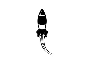 Rocket spaceship vector design. Rocket cartoon retro style illustration.