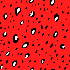 Abstract modern leopard seamless pattern. Animals trendy background. Red and black decorative vector stock illustration for print, card, postcard, fabric, textile. Modern ornament of stylized skin