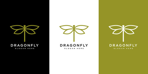 dragonfly logo vector design line style - obrazy, fototapety, plakaty