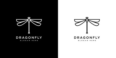 dragonfly logo vector design line style - obrazy, fototapety, plakaty