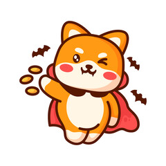 Fototapeta premium Happy Halloween. dracula shiba super cute head face