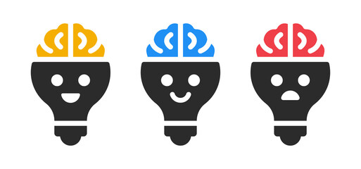 Brain on light bulb icon. Idea icon vector illustration