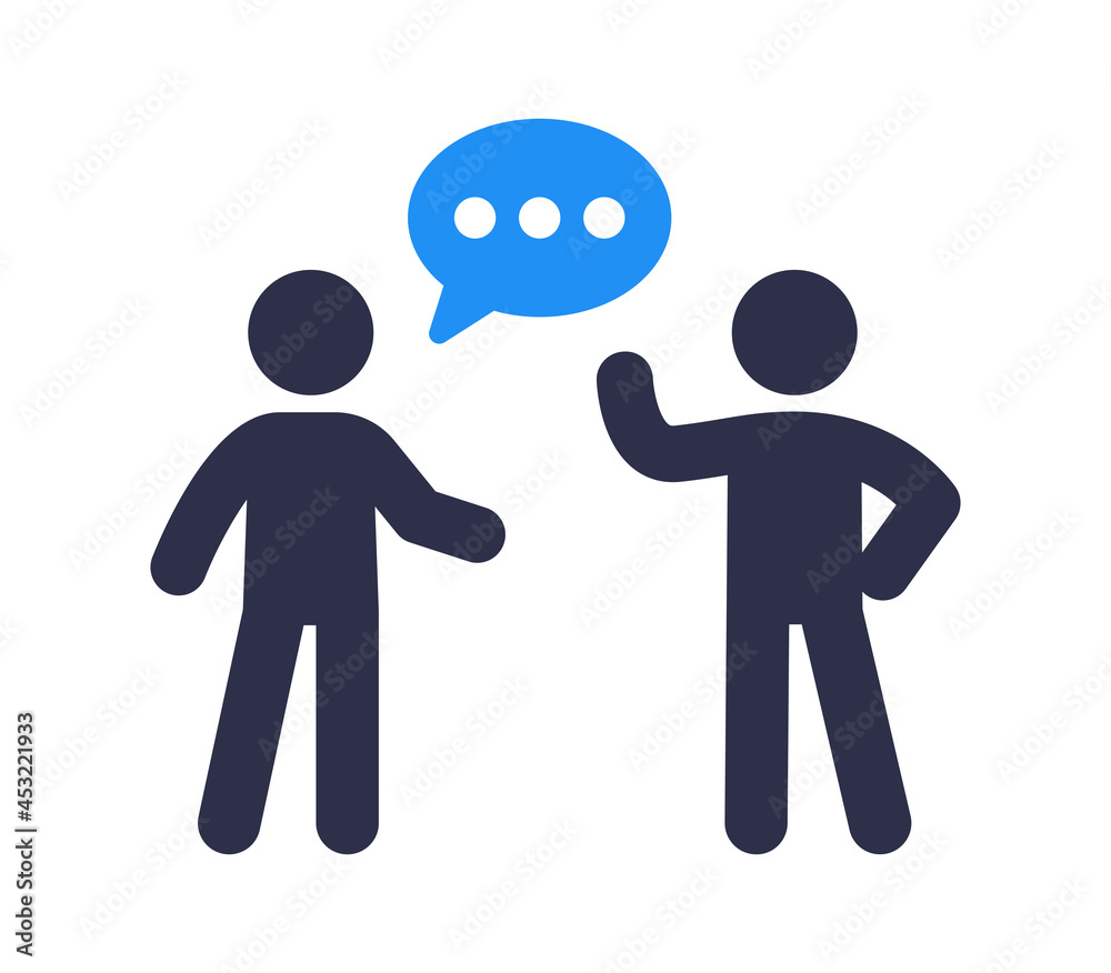 Poster speaking icon. man with speech bubble icon isolated on white background.