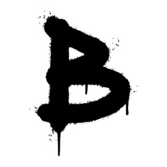 graffiti B font sprayed isolated on white background. vector illustration.