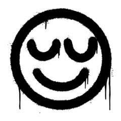 graffiti smiling face emoticon sprayed isolated on white background. vector illustration.