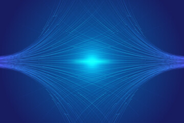 Blue luminous lines crisscross to form a technological background