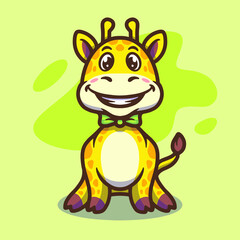 Cute giraffe mascot illustration design