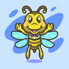 Obraz premium Cute bee mascot illustration design