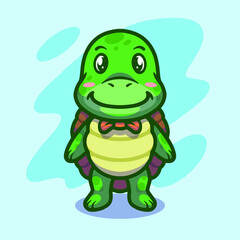 Cute turtle mascot illustration design