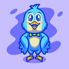 Cute bluebird mascot illustration design