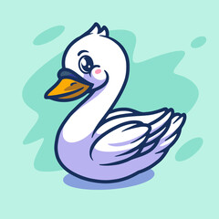 Cute swan mascot illustration design