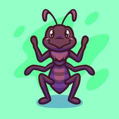 Cute ant mascot illustration design