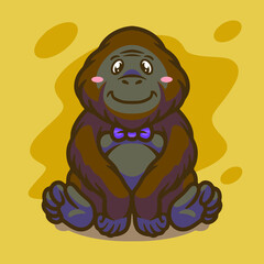 Cute orangutan mascot illustration design