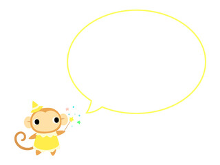 ハロウィンのサル　吹き出し付