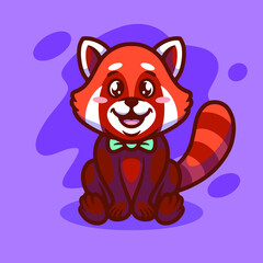 Cute red panda mascot illustration design