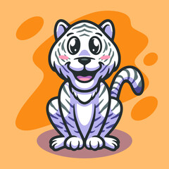 Cute white tiger mascot illustration design