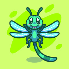 Cute dragonfly mascot illustration design