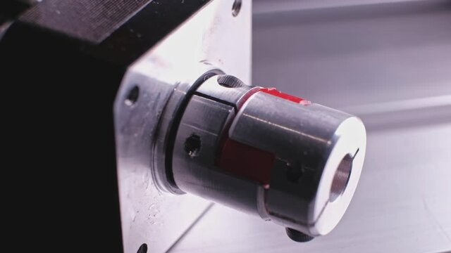 Stepper motor with coupling closeup