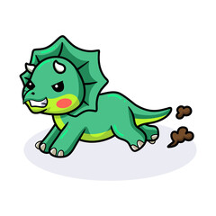 Cute angry little triceratops dinosaur cartoon