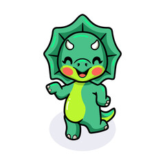 Cute little triceratops dinosaur cartoon posing