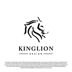 Lion head logo vector illustration, emblem design. Simple outline design