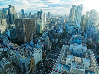 Fototapeta premium 大阪市北区 駅前第3ビル最上階から見る都市風景
