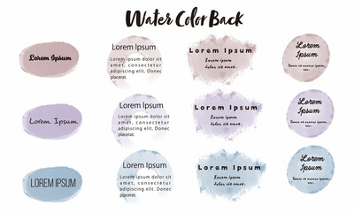 水彩　背景　フレーム　装飾 　手書き　ナチュラル　ベクター素材セット