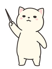 指揮棒で説明をする白猫。