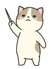指揮棒で説明をする猫。