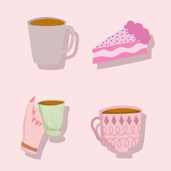 coffee cups and cake
