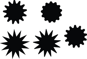 Set of black starburst, sunburst badges. Design elements. best for sale sticker, price tag, quality mark. Flat