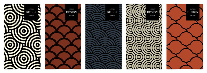 Japanese patterns vector. Geometric shape and ornamental vector patterns and swatches. Design for fabric , wallpaper, banners and cover background.