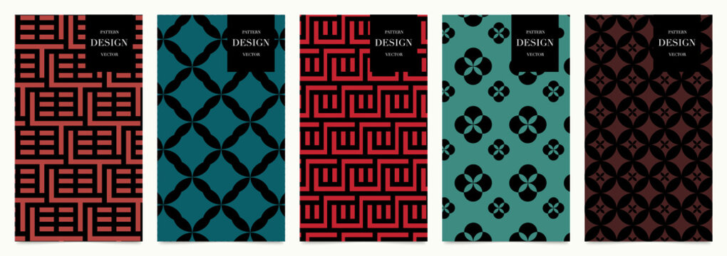 Japanese patterns vector. Geometric shape and ornamental vector patterns and swatches. Design for fabric , wallpaper, banners and cover background.