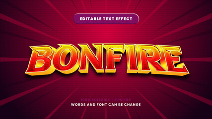 Bonfire editable text effect in modern 3d style