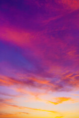 The colorful clouds in the sky at dusk