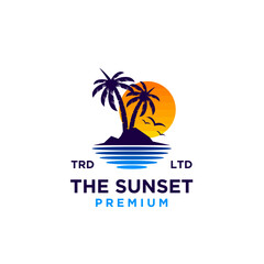 Fototapeta na wymiar Sunset beach logo design illustration vector