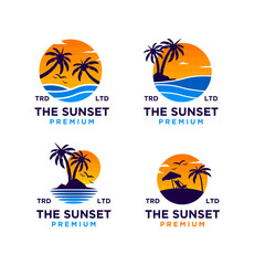 Fototapeta na wymiar Sunset beach logo design illustration vector