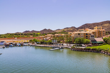 Sunny view of the lake landscape of Lake Las Vegas