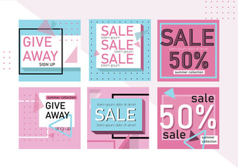 Set of vector sale banner template design. Business profile design