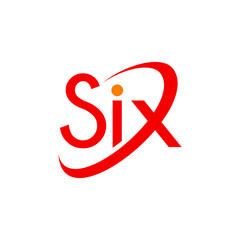 Typography of word six with unique design in letter X.