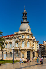 Fototapeta na wymiar beautiful townhall building in centre of Cartagena in Spain