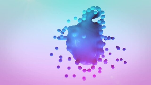 Science of Micro Metaballs. This work show simulation science of micro metaball explosion and Plexus on red blood background .