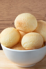 Cheese bread (pão de queijo) close up.