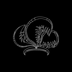 大きなふわふわの羽根のついたティアラ（白）　手描きの線画イラスト_030