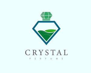 crystal elegant liquid perfume icon symbol logo template illustration