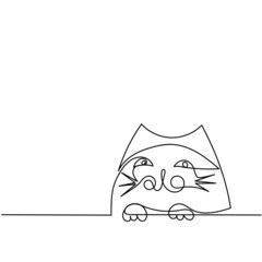 Continuous one line drawing of a cute cat. Pets. Hand drawn minimalist style.