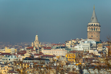 Obraz premium View to Galata district across Bay of Golden Horn. Turkey