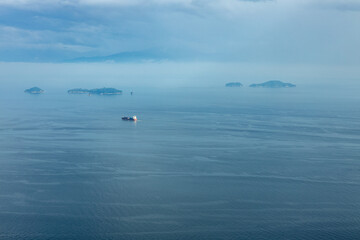 Obraz na płótnie Canvas boat alone on the Japanese sea