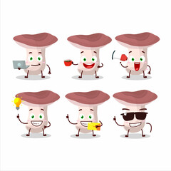 Rassula cartoon character with various types of business emoticons