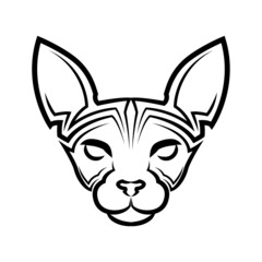 Fototapeta na wymiar Black and white line art of Sphynx cat head Good use for symbol mascot icon avatar tattoo T Shirt design logo
